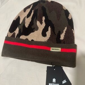 Mackage Camo Beanie with Bold Red Accent